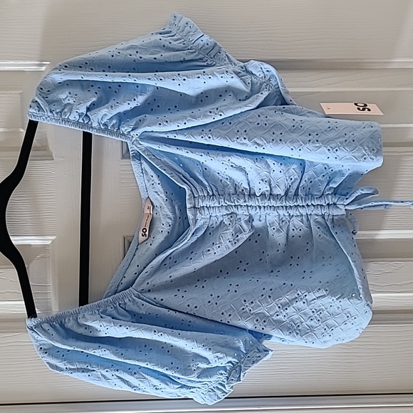 SO BRAND WOMENS BLUE JUNIOR SIZE PUFF SLEEVE SUMMER TOP PLUS SIZE 3X - Picture 2 of 14